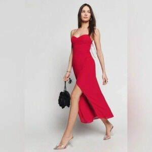NEW Reformation Koutney Red Midi Dress B1542